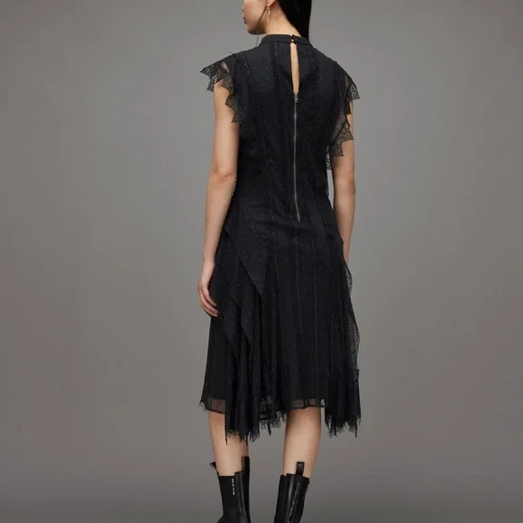 All Saints Black Midi Dress - Picture 2 of 9